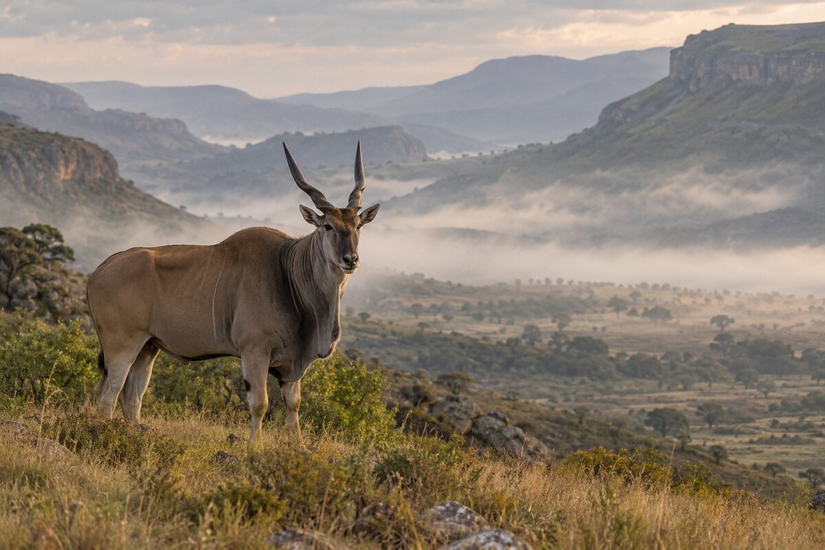 AI-generated illustration: Eland in the valley