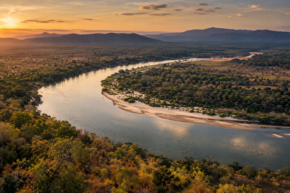 AI-generated illustration: The river from above